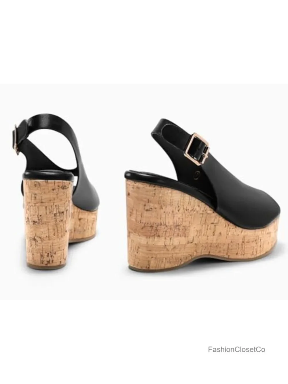 Womens Platform Wedge Sandals Open Peep Toe Slingback Cork High Heels